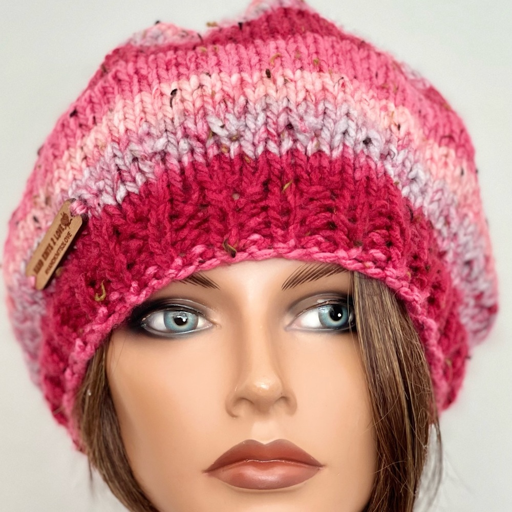 Hand Knits 2 Love Hat Beanie Cap Slouch Ombre Tassels Designer Fashion Chemo